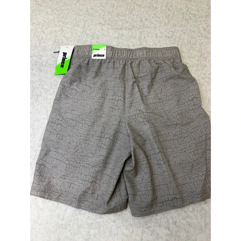 Prince Mens Tennis Fashion Print 9Inch Woven Short Gray Cracked Earth MPT14008FF
